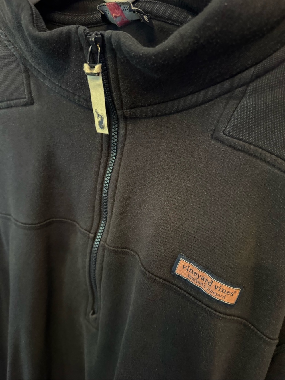 4XLB Vineyard Vines Navy Half-Zip Shirt Jacket with Leather Logo Patch